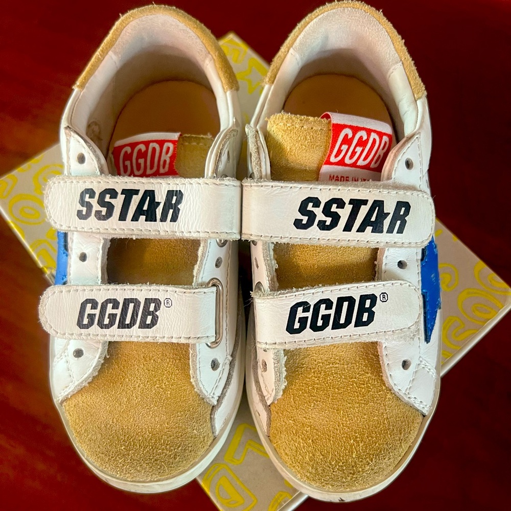 Golden Goose White and Tan Kids Sneakers